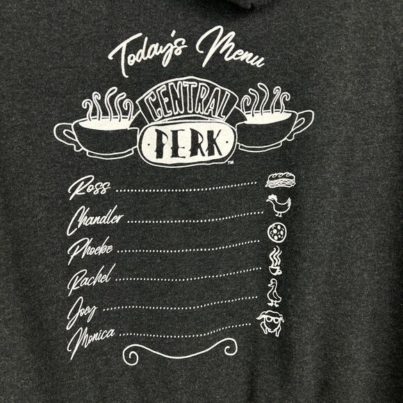 Friends Television Series Hoodie Womens Medium Gray Central Perk Menu Ladies - Picture 3 of 10